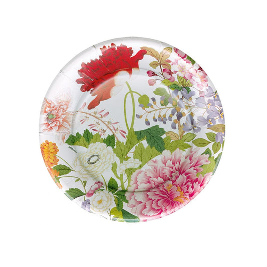 A Profusion of Flowers on White - Caspari Salad/Dessert Plates