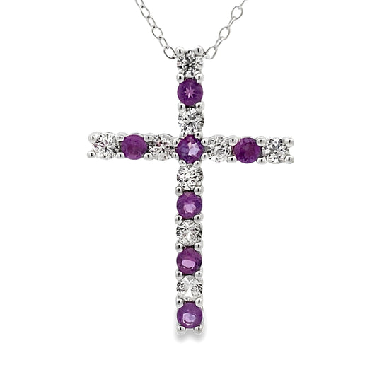 .50ct Amethyst Cross Religious Pendant Sterling Silver