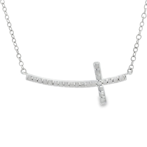 .26ct Diamond Cross Religious Pendant Sterling Silver