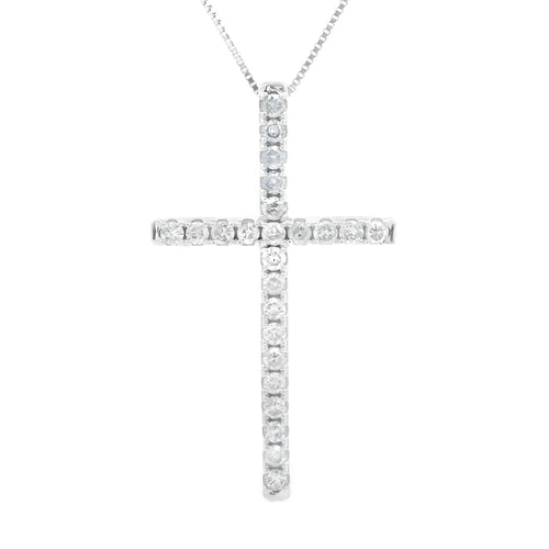 .38ct Diamond Cross Religious Pendant 14KT White Gold