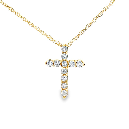 .11ct Diamond Cross Religious Pendant 14KT Yellow Gold