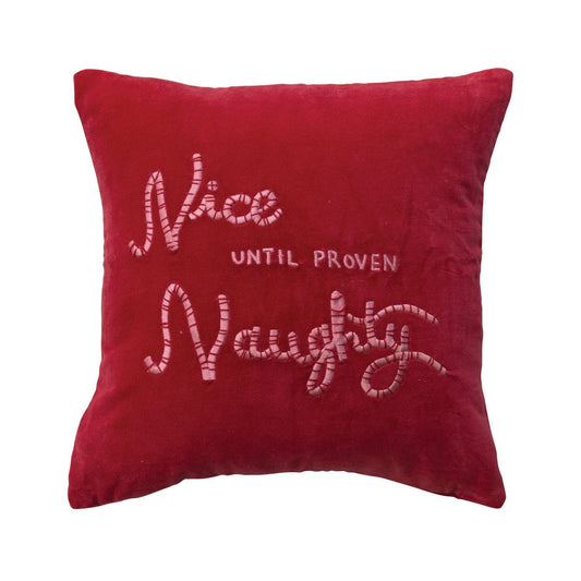 16" Nice/Naughty Velvet Pillow
